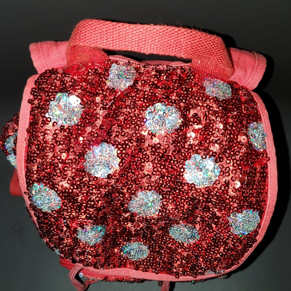 Disney Parks Minnie Mouse Polka Dot Red Sequin Mini Backpack - Picture 4 of 8